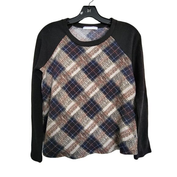 Chris & Carol Black Crew Neck Pullover Raglan Long Sleeve Sweater Top Sz Medium - Picture 1 of 9